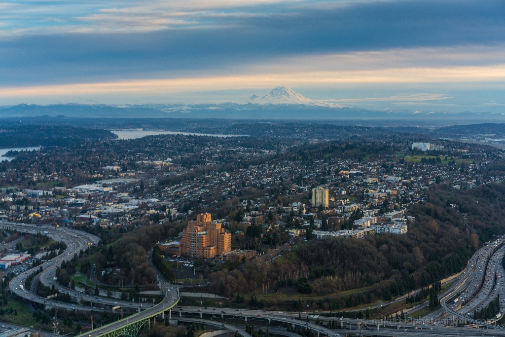 Aerial Beacon Hill Seattle and Rainier